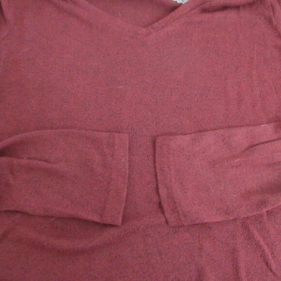 Sonoma Goods for Life T-Shirt Womens XS Burgundy Top V-Neck Long Sleeves Hi-Low - Picture 4 of 5